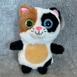 Nanco Calico Cat Plush 10” White Black Brown Stuffed Animal Toy Big Eyes